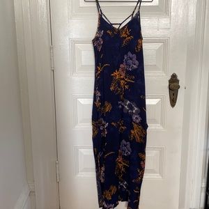 Patterned tank dress with back strap detail